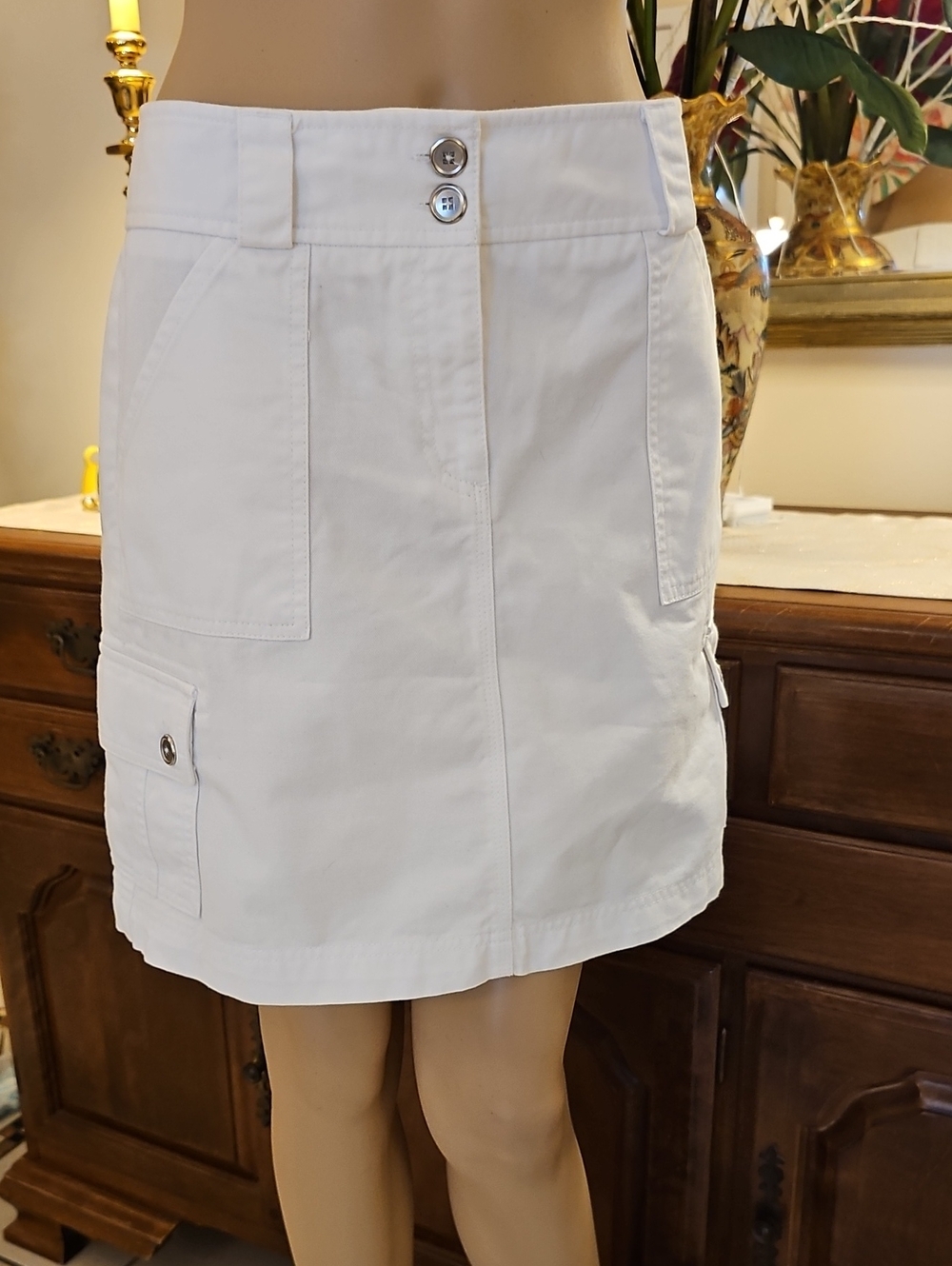 White Cargo Skirt By Rafaella
